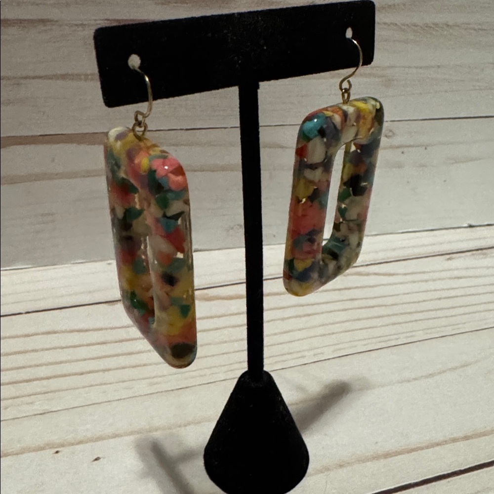 Colorful Rectangular Dangle Earrings - image 4
